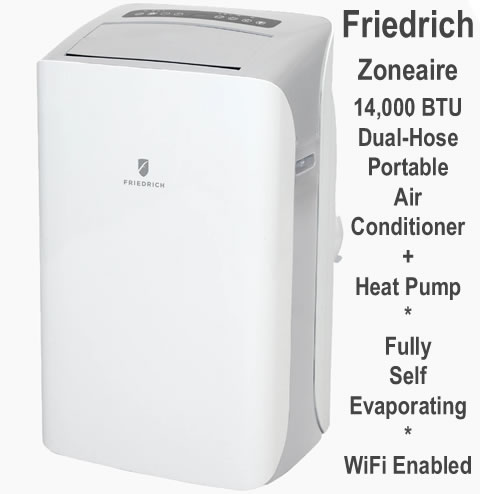 friedrich zoneaire zhp14db 14,000 btu fully self evaporating portable air conditioner dual hose with heat pump review